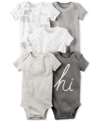 Carter's - 5-Pk. Elephant Cotton Bodysuits, Baby Boys & Girls (0-24 months)