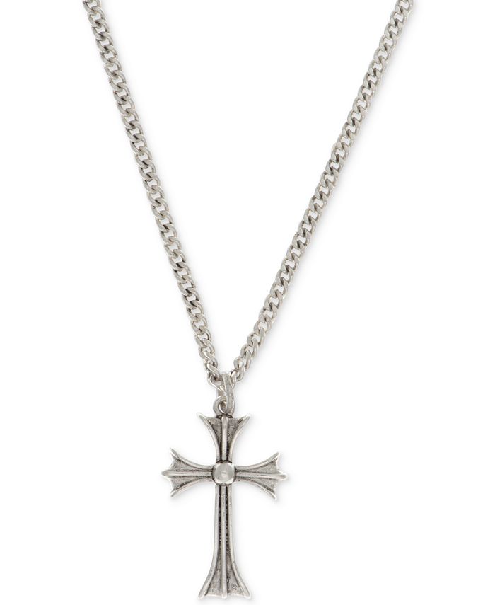 R.T. James SilverTone Cross Pendant Necklace, Created for Macy's Macy's