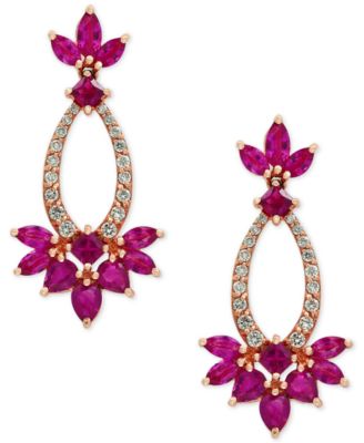 EFFY Collection - Ruby (3-3/4 ct. t.w.) and Diamond (1/3 ct. t.w.) Drop Earrings in 14k Rose Gold
