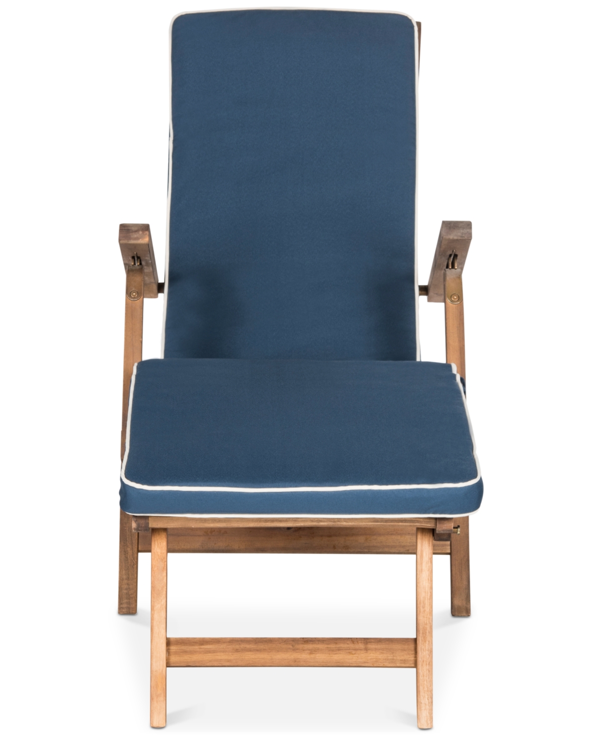 Safavieh Palmdale Outdoor Lounge Chair In Teak Brown,navy