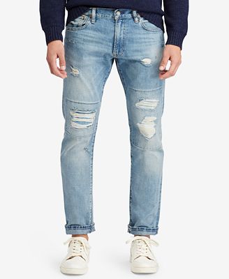 Polo Ralph Lauren Men's Varick Slim-Straight Ripped Jeans - Jeans - Men ...
