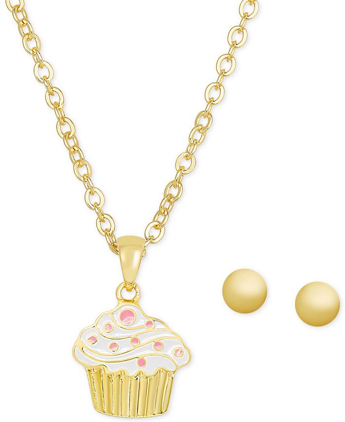 Macy's Children's Cupcake Pendant Jewelry Set in 18k GoldPlated