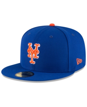 New Era Big Boys And Girls New York Mets Authentic Collection 59fifty Cap In Light Royal/orange