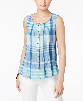 Style & Co Cotton Plaid Shirt, Created for Macy's - Tops - Women - Macy's