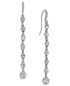 image of Inc Silver-Tone Crystal Linear Drop Earrings, Created for Macy-s