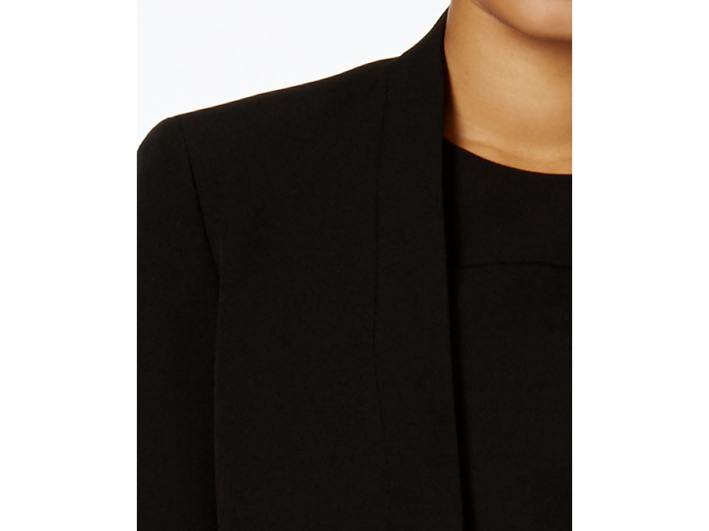 Женские платья Anne Klein Missy Executive Collection Shawl-Collar Sleeveless Sheath Dress Suit Set, цвет: Чёрный — фото 6