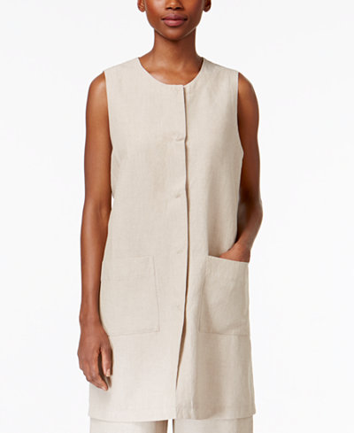 Eileen Fisher Long Button-Front Vest