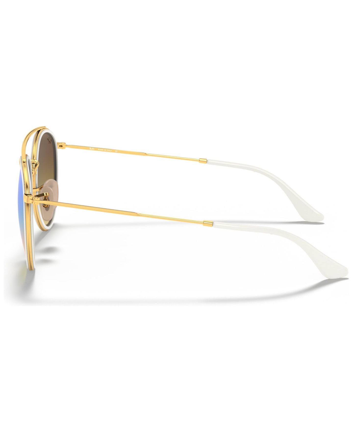 Женские солнцезащитные очки Ray-Ban Sunglasses, RB3647N Round Double Bridge, цвет: Золотой / Синий — фото 2