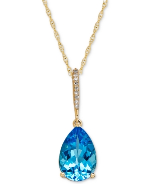 image of Blue Topaz (3-3/8 ct. t.w.) & Diamond Accent Pendant Necklace in 14k Gold