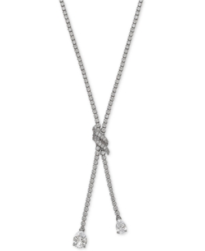 image of Arabella Swarovski Zirconia Lariat Necklace in Sterling Silver