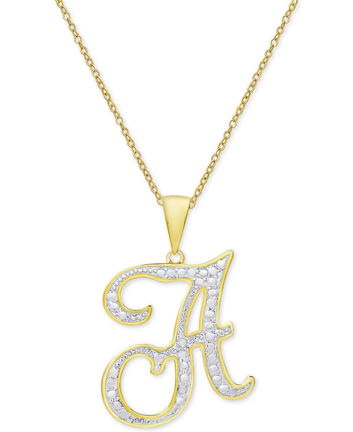 Shop Macy's Diamond Accent Script 18" Initial Pendant Necklace In Silver Plate, Gold Plate & Rose Gold Plate In N,rose Gold