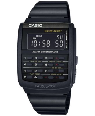 Casio - Men's Digital Calculator Vintage Black Resin Bracelet Watch 35mm CA506B-1AVT
