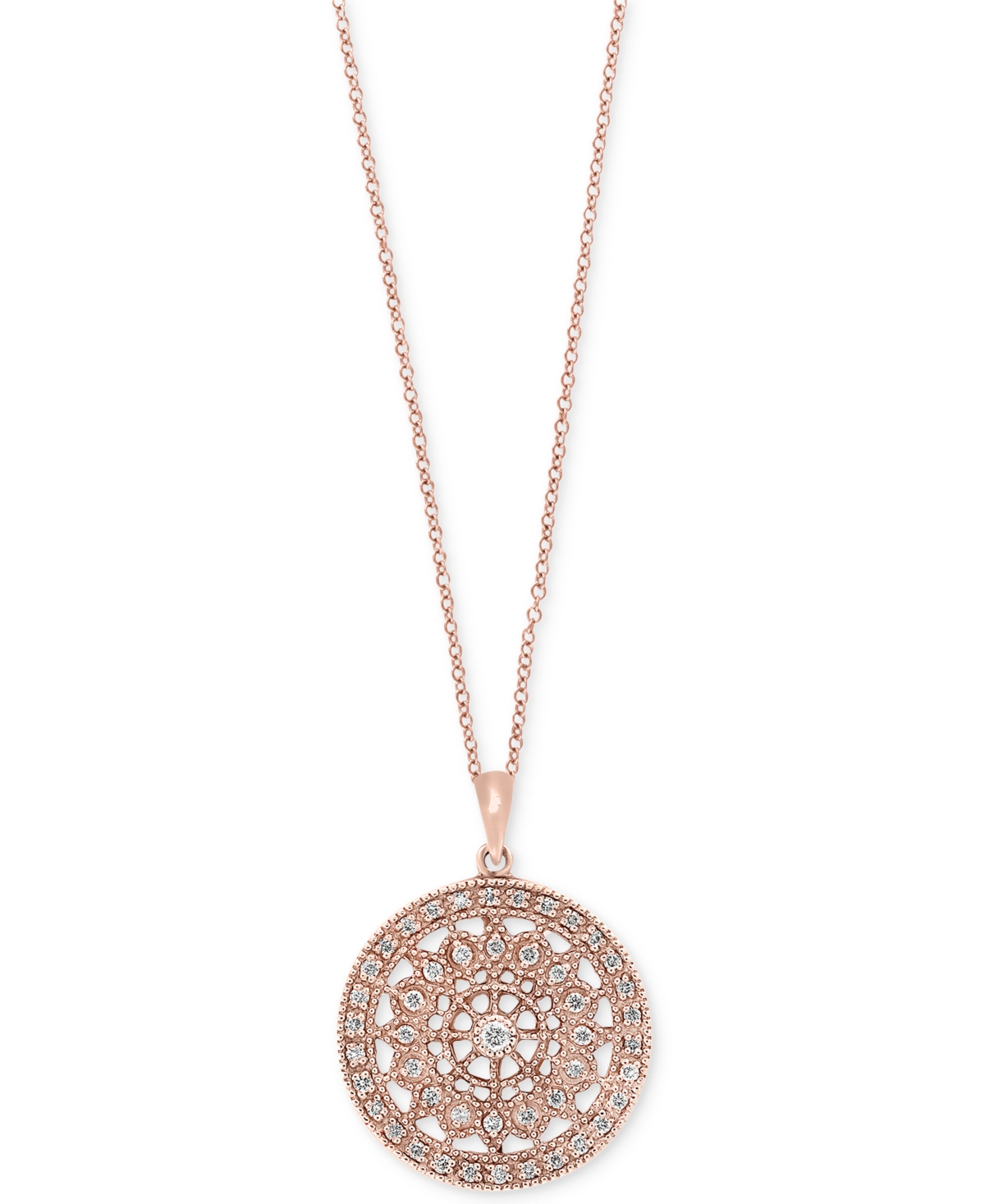 Effy Collection Effy Diamond Disc Pendant Necklace (1/4 ct. t.w.) in 14k White, Rose, or Yellow Gold
