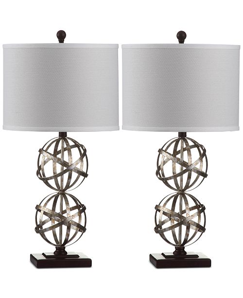 Safavieh Set Of 2 Haley Double Sphere Silver Tone Table Lamps