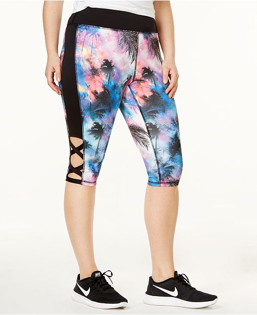 Material Girl Active Plus Size Crisscross Capri Leggings, Created for