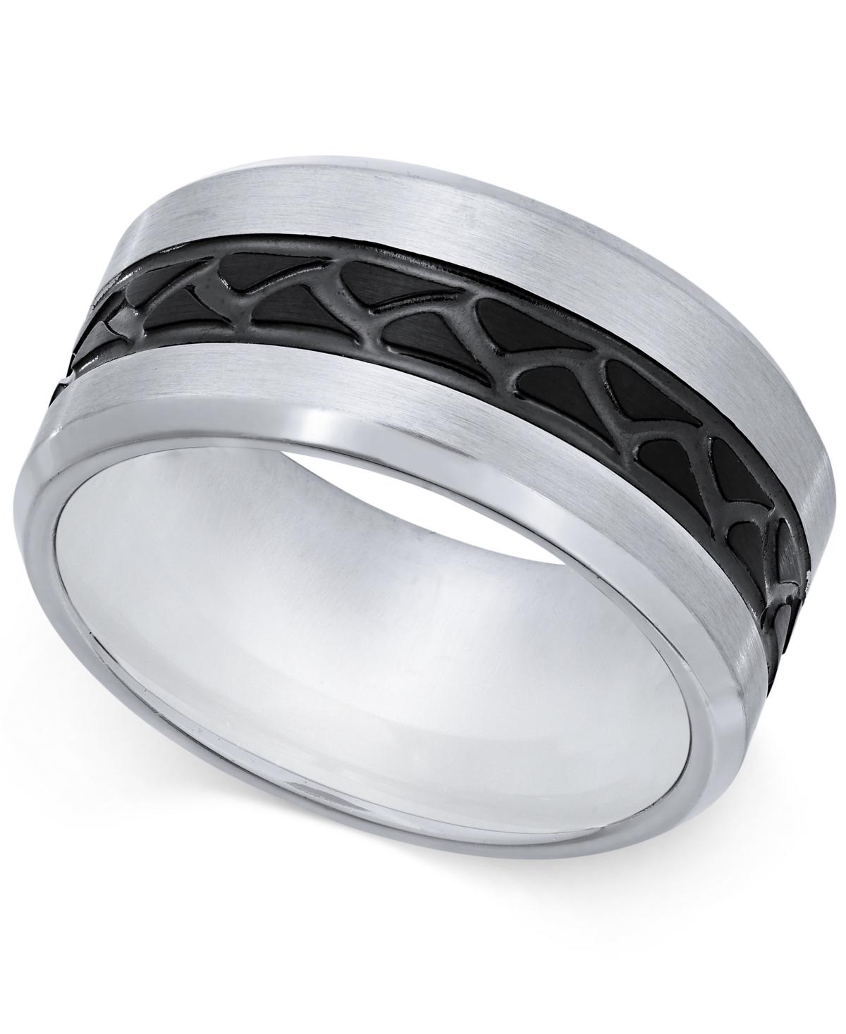 Men's Stainless Steel Tire Tread Ring - Black