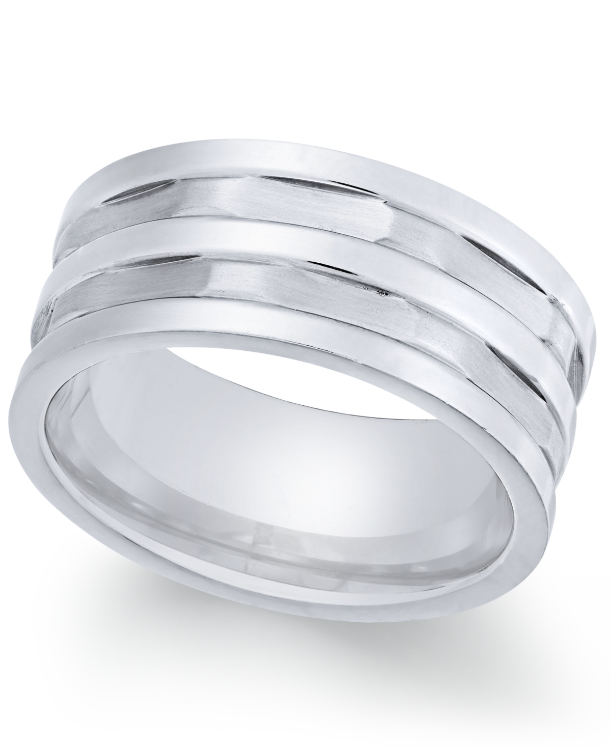 Men's Stainless Steel Multi-Row Cut Band - Silver