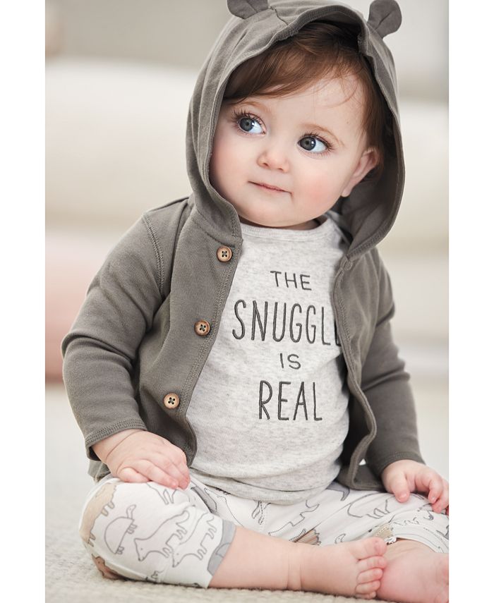Carter's 3Pc. Cotton Hoodie, Snuggle TShirt & Jogger Pants Set, Baby