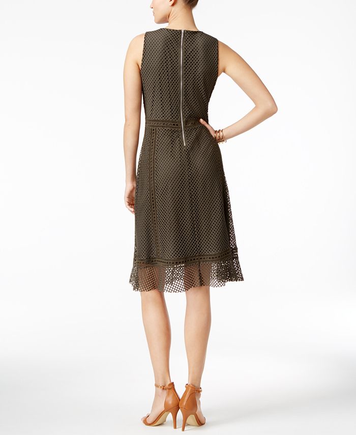 Alfani Petite Mesh Fit & Flare Dress, Created for Macy's - Macy's