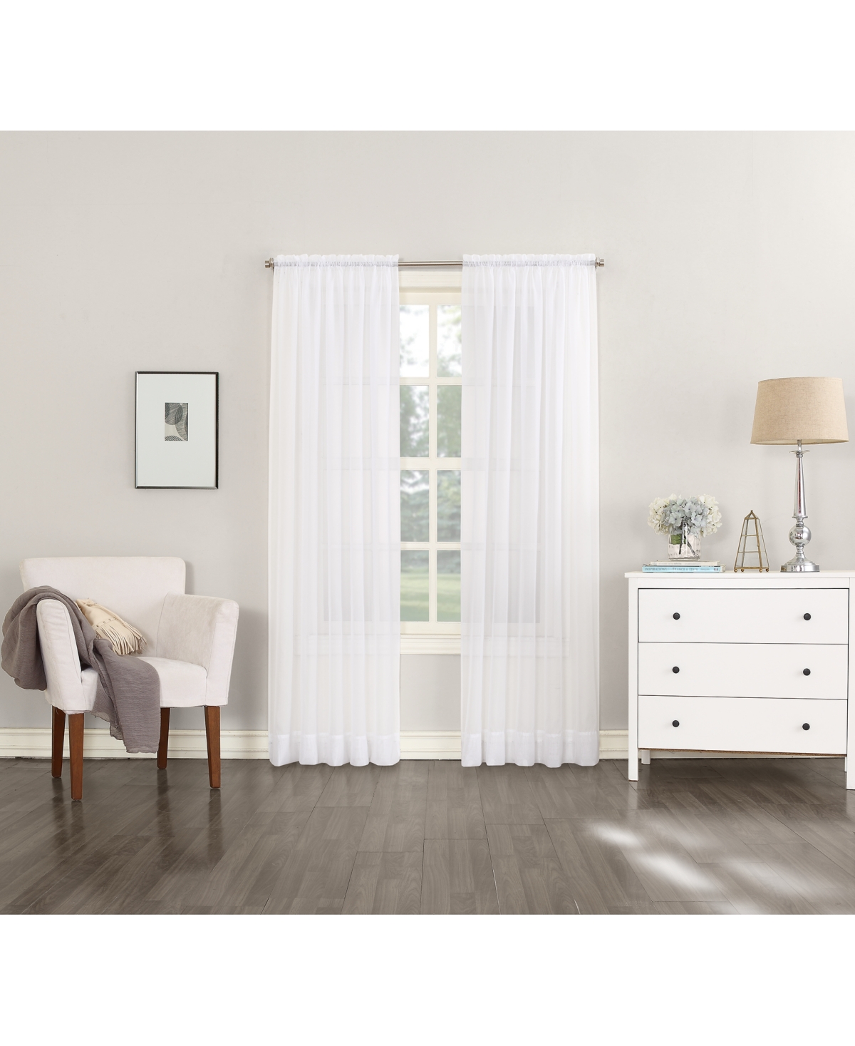 Sheer Voile Rod Pocket Curtain Panel