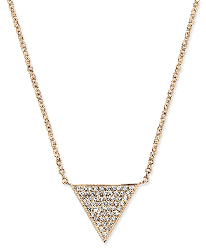 Macy's Diamond Pavé Triangle Pendant Necklace (1/6 ct. t.w.) in 14k