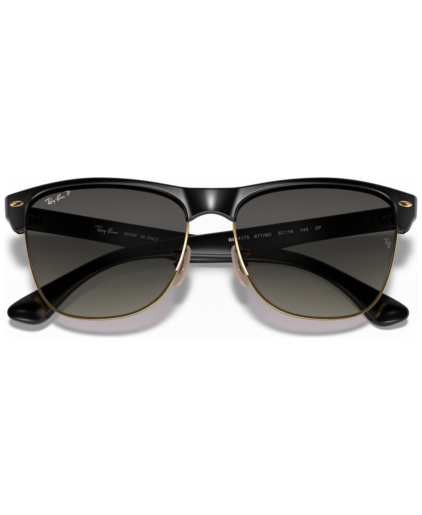 Женские солнцезащитные очки Ray-Ban Polarized Sunglasses, RB4175 Clubmaster Oversized, цвет: Чёрный / Серый градиентный — фото 5