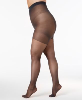 Women's Sheer Queen Plus Size Silky Extra Wear Control Top with Reinforced Toe Pantyhose 4489
