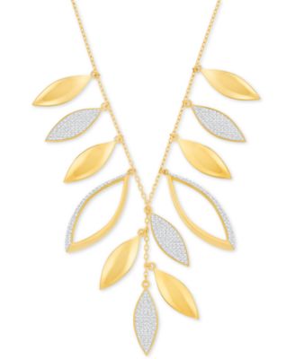 Swarovski - Gold-Tone Pav&eacute; Leaf Statement Necklace