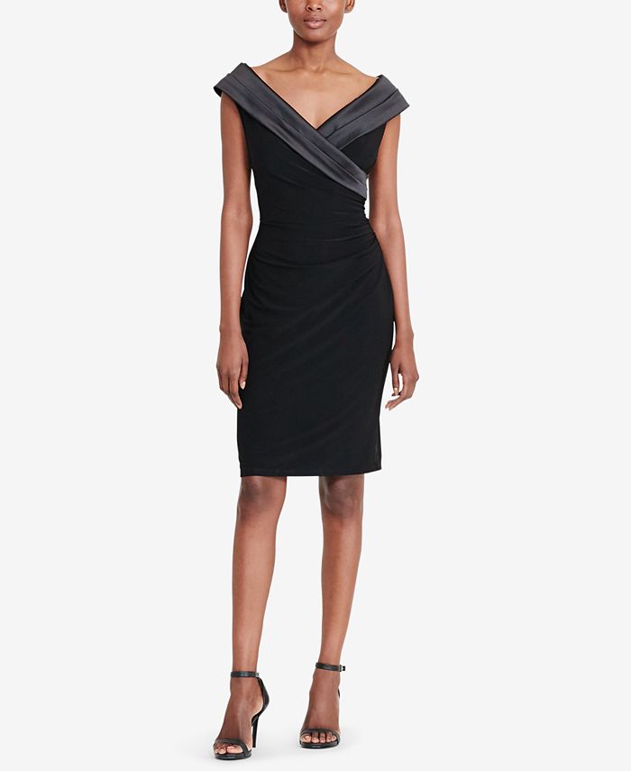 Lauren Ralph Lauren Satin-Collar Jersey Dress - Macy's