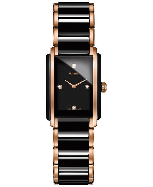 Rado Women S Swiss Integral Diamond Accent Two Tone Stainless Steel Ceramic Bracelet Watch 22x33mm R20612712 Reviews All Fine Jewelry Jewelry Watches Macy S