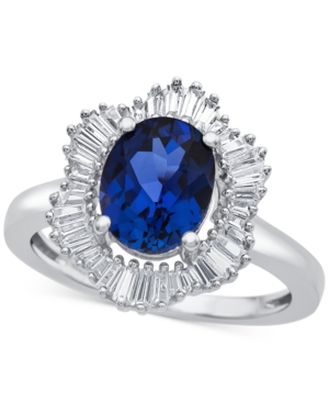 image of Lab-Created Blue Sapphire (1-7/8 ct. t.w.) and White Sapphire (3/4 ct. t.w.) Ring in Sterling Silver