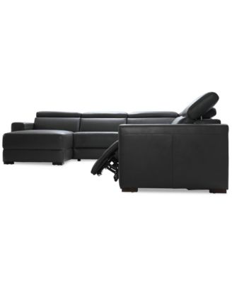 Nevio 6-pc Leather Sectional Sofa with Chaise, 1 Power Recliner and Articulating Headrests, Created for Macy's