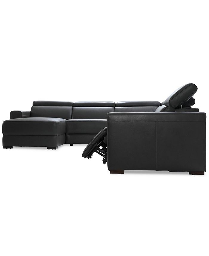 Furniture Nevio 6pc Leather Sectional Sofa with Chaise, 1 Power