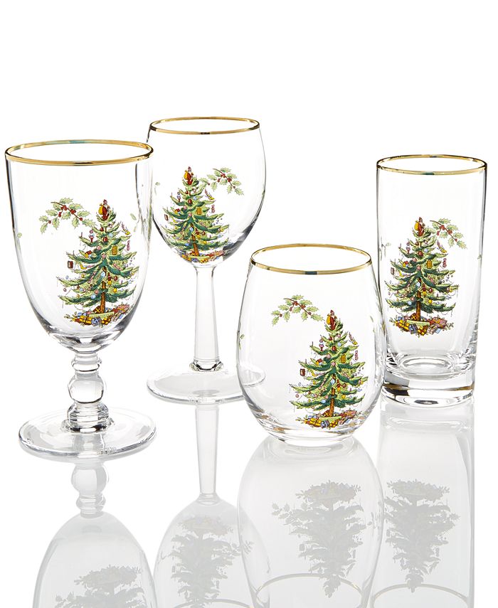 Spode Christmas Tree Wine Glasses, Set of 4