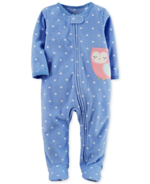 Carters 1-Pc. Heart-Print Owl Fleece Footed Coverall, Baby Girls 0-24 months