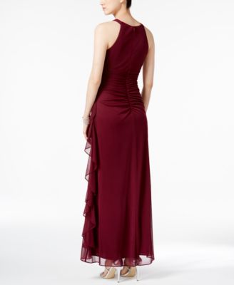 Betsy & Adam B&A By Betsy And Adam Ruched Halter Gown - Macy's