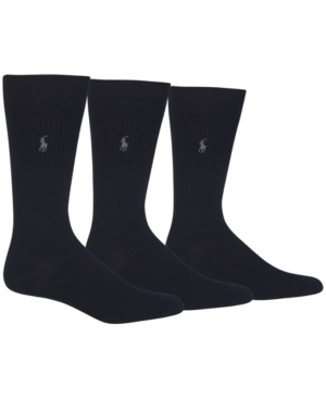 image of Polo Ralph Lauren Men-s 3 Pack Ribbed Dress Socks