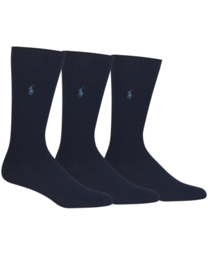 Polo Ralph Lauren Men's 3 Pack Ribbed Dress Socks
