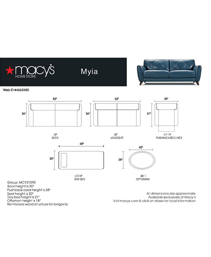 Furniture Myia 62" Leather Loveseat, Created for Macy's Macy's