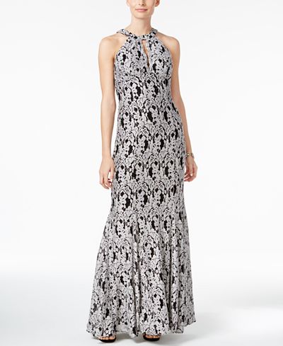 nightway lace halter gown merlot