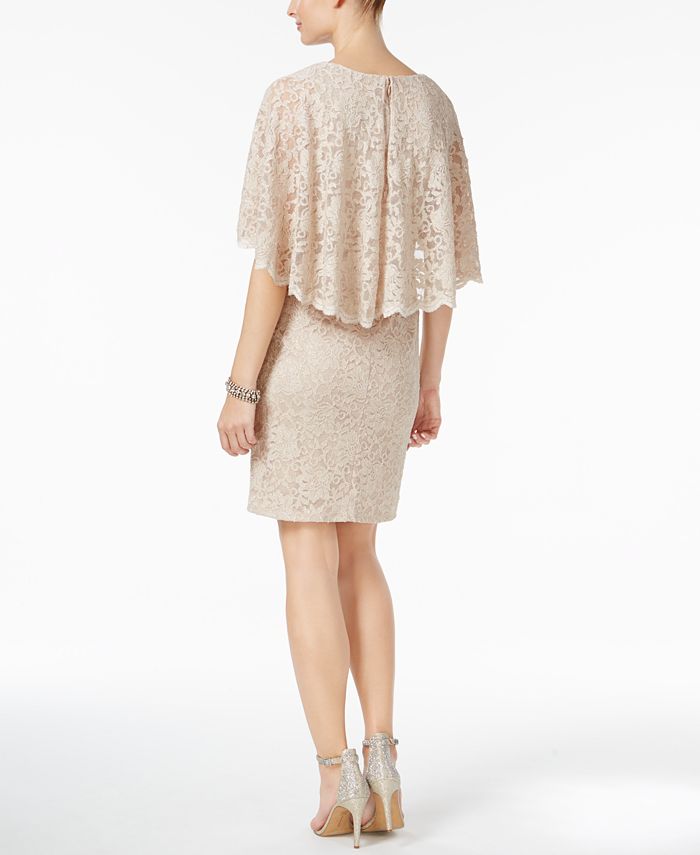 Jessica Howard Glitter Lace Capelet Dress - Macy's