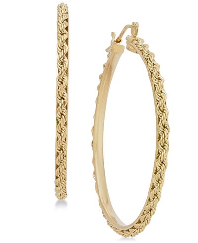 Italian Gold Rope Chain Hoop Earrings in 14k Gold - Earrings - Jewelry & Watches - Macy&#39;s