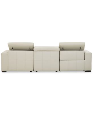 Nevio 3-pc Leather Sectional Sofa with Chaise, 1 Power Recliner and Articulating Headrests