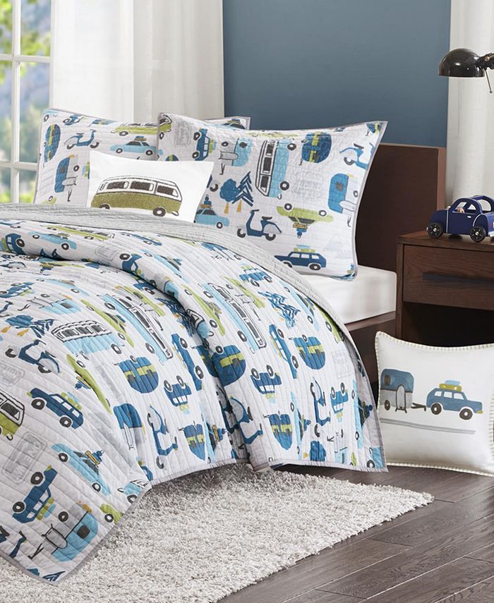 Ink & Ivy CLOSEOUT! Road Trip Reversible 3Pc. Quilted Twin Coverlet