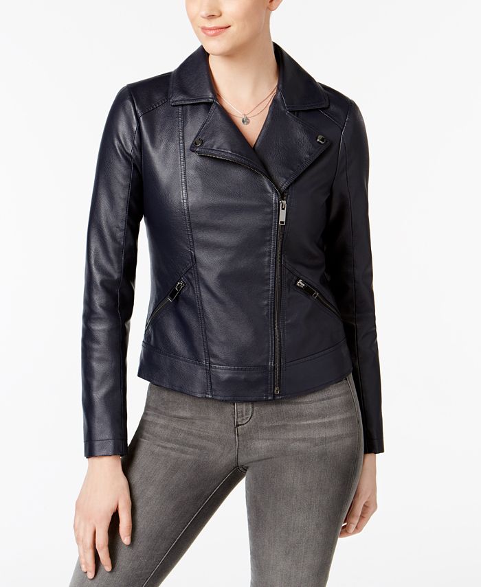 French Connection Faux-Shearling-Collar Moto Jacket, Created for Macy's ...
