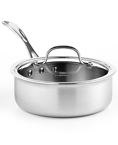 Calphalon TriPly Stainless Steel 2.5 Qt. Covered Shallow Saucepan
