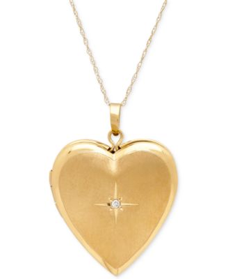 Diamond Accent Heart Locket Pendant Necklace in 10k Gold