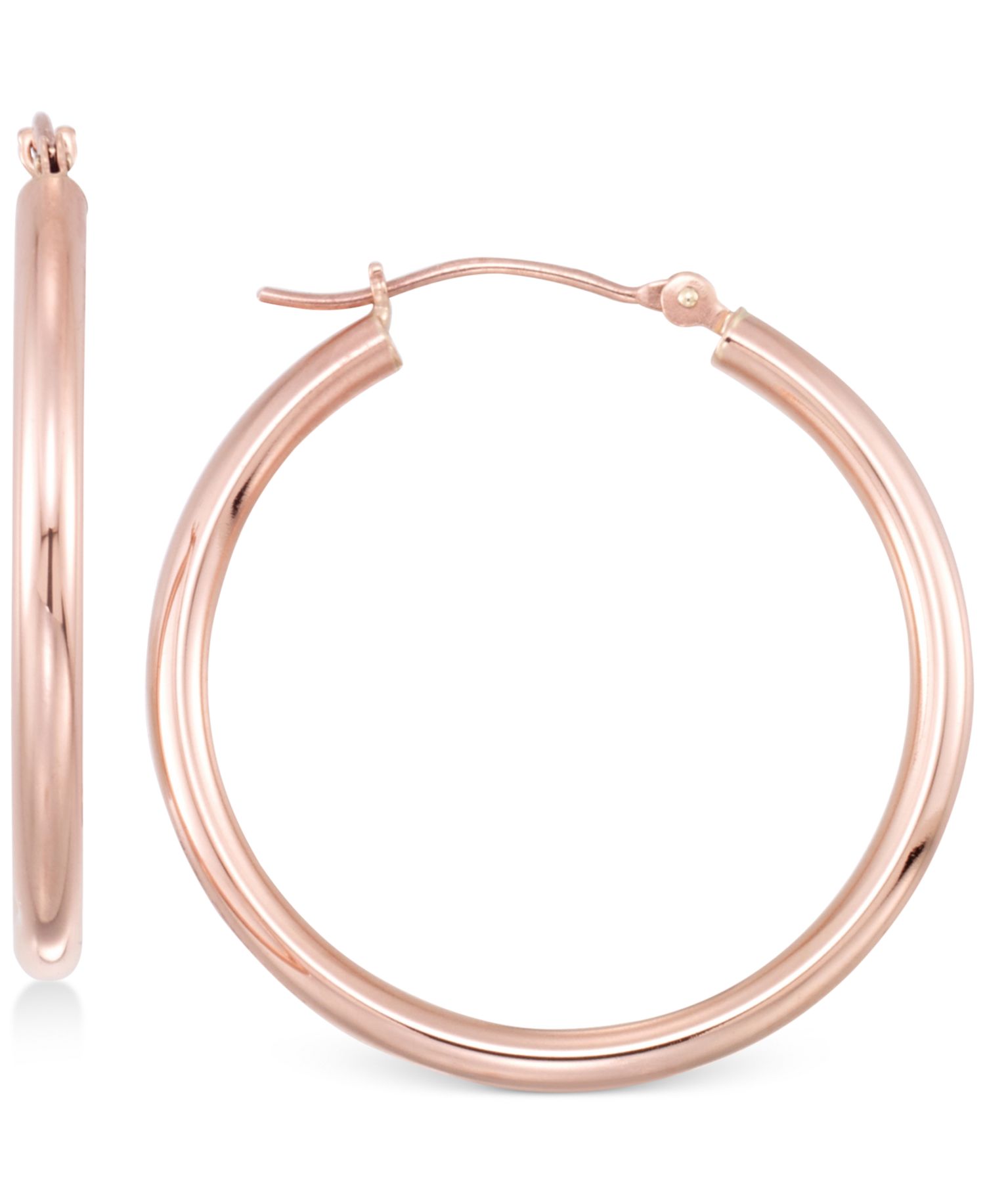 Polished Tube Hoop Earrings in 10k Gold, White Gold or Rose Gold