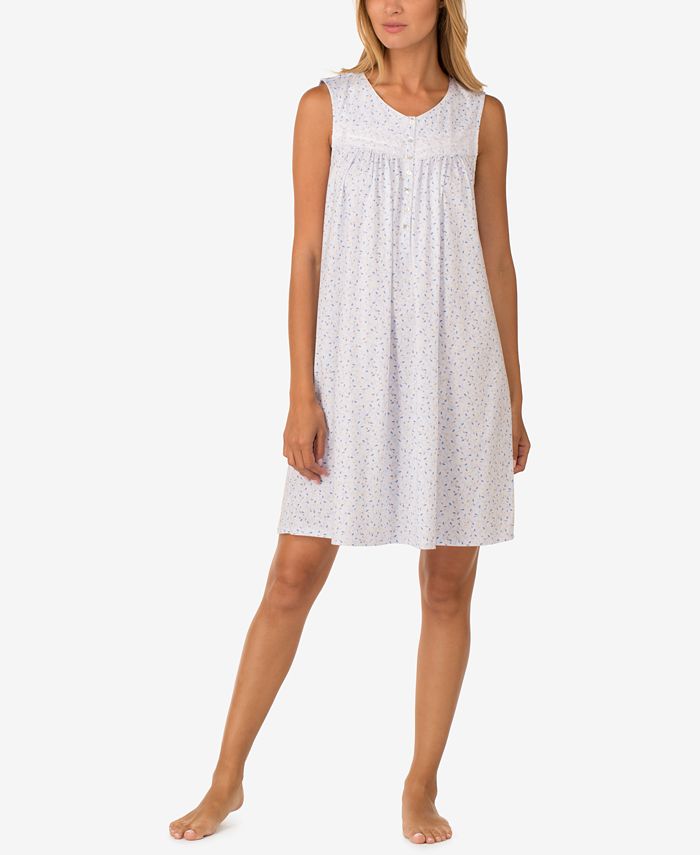Eileen West Cotton Lace-Trim Nightgown - Macy's