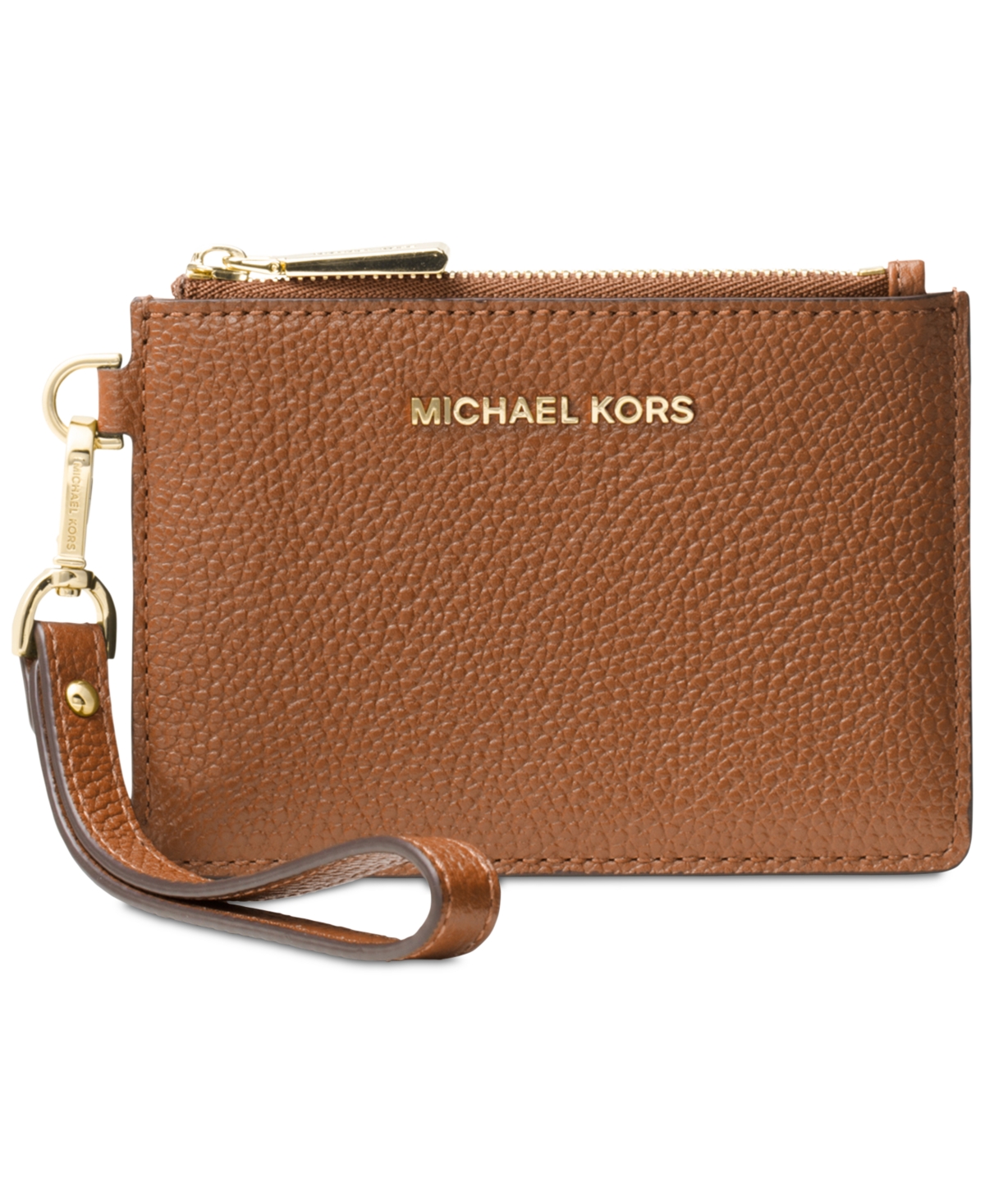 Michael Kors Michael  Leather Jet Set Small Coin Purse In Luggage,gold